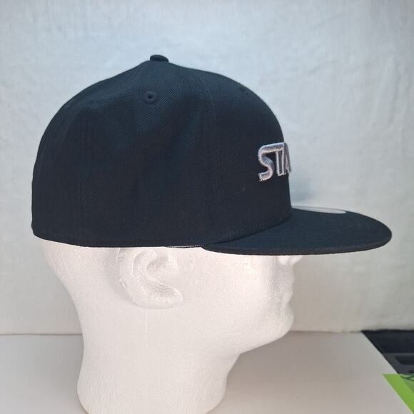 Starter STAR-FIT Flat Brim Hat Cap Fitted Small/Medium Black Gray Logo - Picture 5 of 8